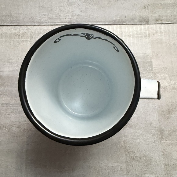 Esmaltes Morilla White Enamel Metal Coffee Cup Mug Graphic Cat Kitten Glass Camp - Picture 7 of 9